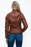 YMI Faux Layered Double-Zipper Jacket with Fuzzy Hood 