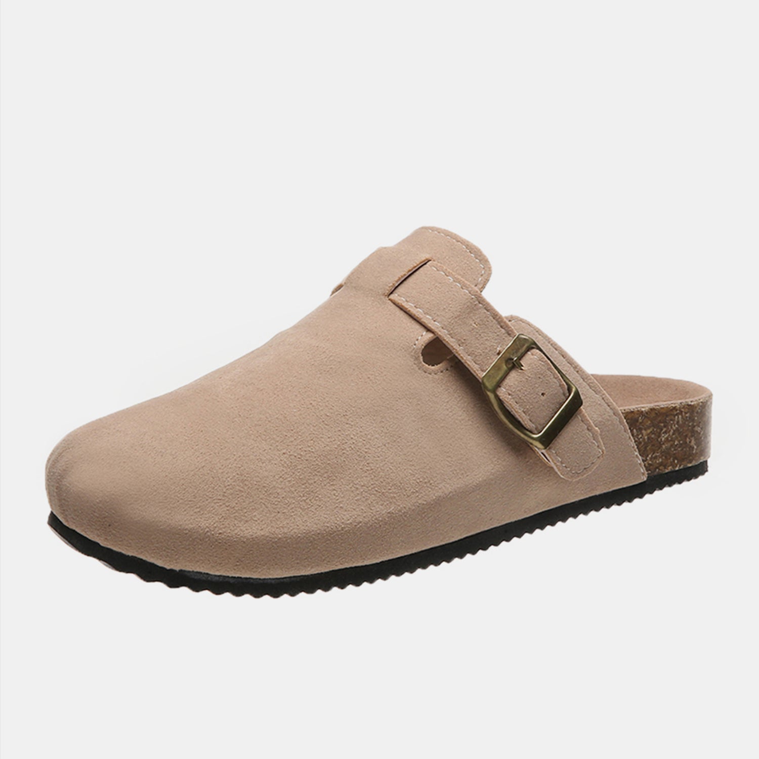 Suede Closed Toe Buckle Slide 