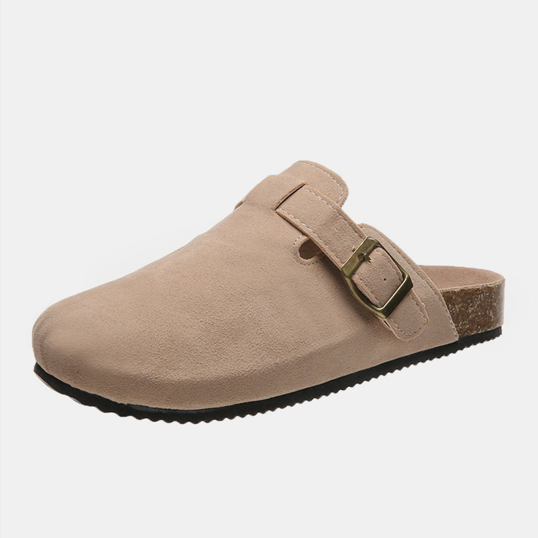 Suede Closed Toe Buckle Slide 