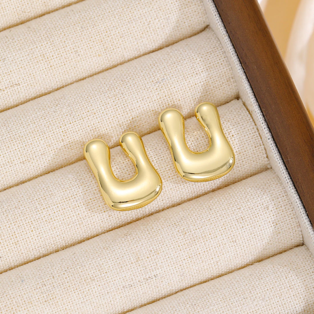 18K Gold-Plated Bubble Letter Stud Earrings 