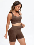 Scoop Neck Wide Strap Top and Shorts Active Set 