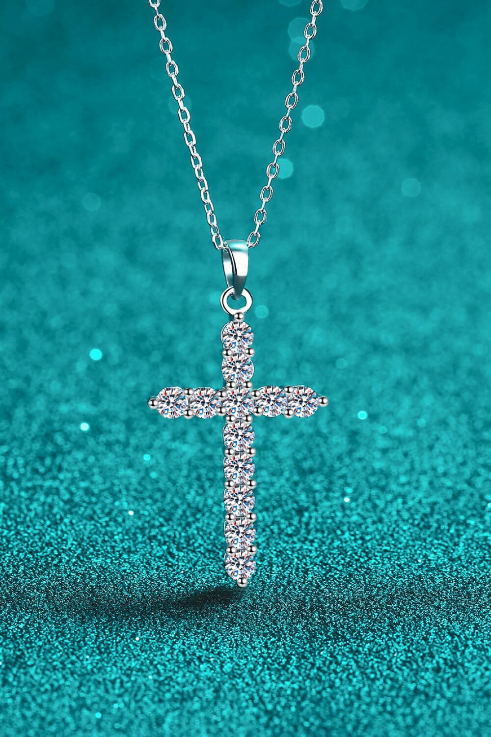 Adored 925 Sterling Silver Cross Moissanite Necklace 