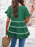 Devine Round Neck Flounce Sleeve Blouse 