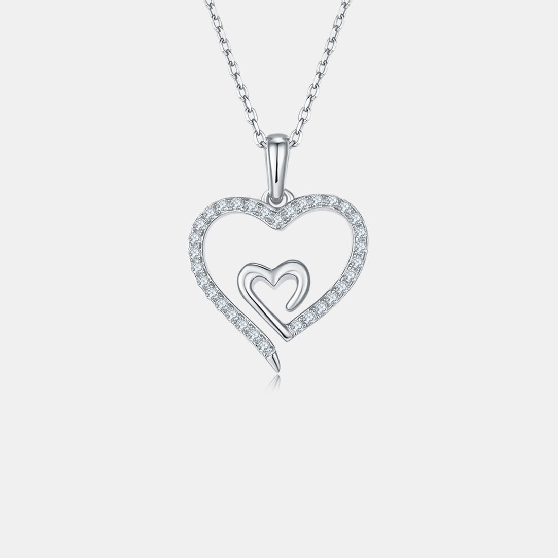 Moissanite 925 Sterling Silver Heart Pendant Necklace 