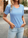 Devine Lace Detail Round Neck Short Sleeve T-Shirt 