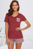 Striped Short Sleeve Top and Shorts Lounge Set Lingerie & Nightwear