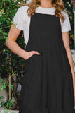 ODDI Full Size Sleeveless Tiered Midi Dress 