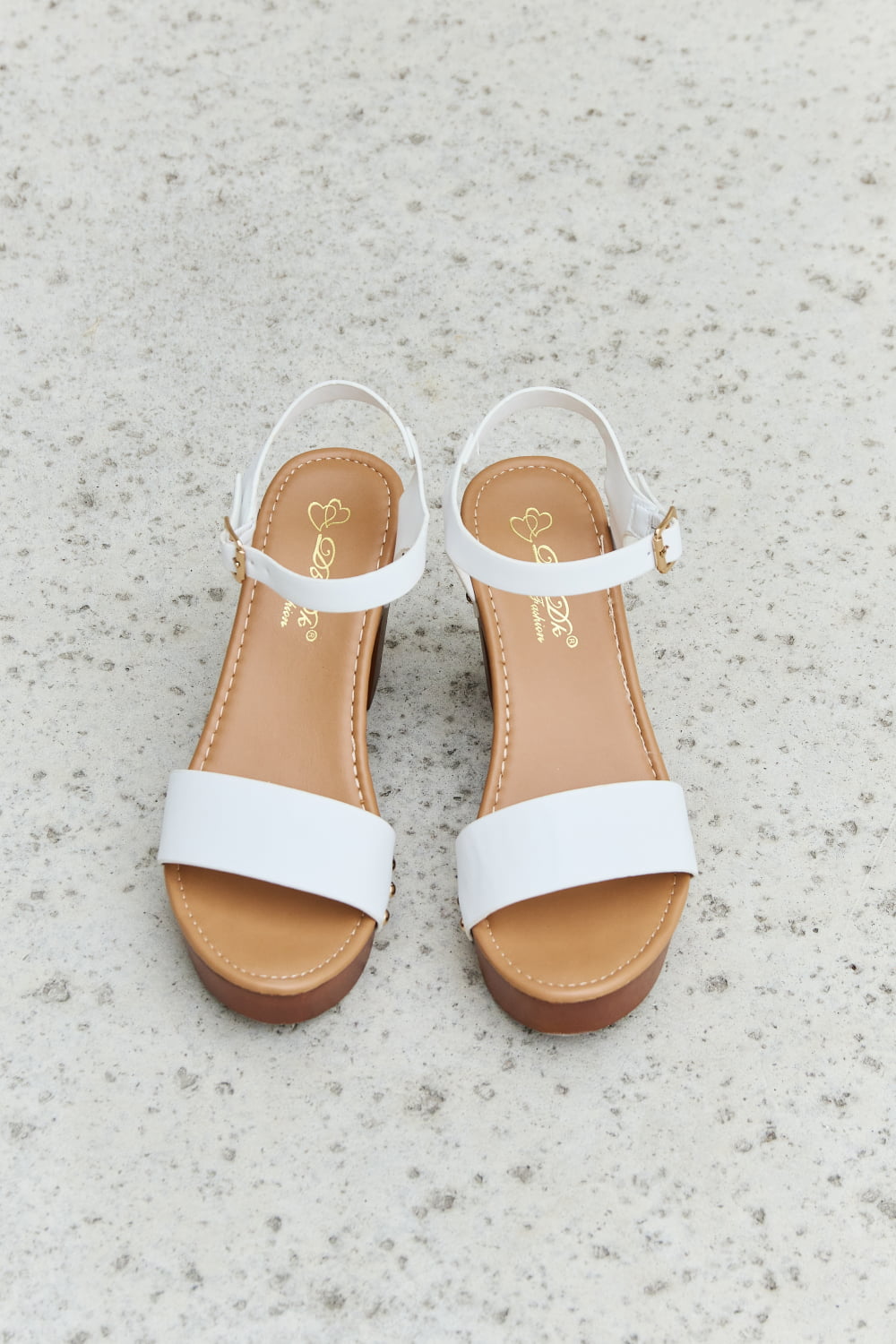 DDK Time After Time Wooden Platform Strap Heels 