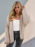 Double Take Contrast Open Front Dropped Shoulder Cardigan 