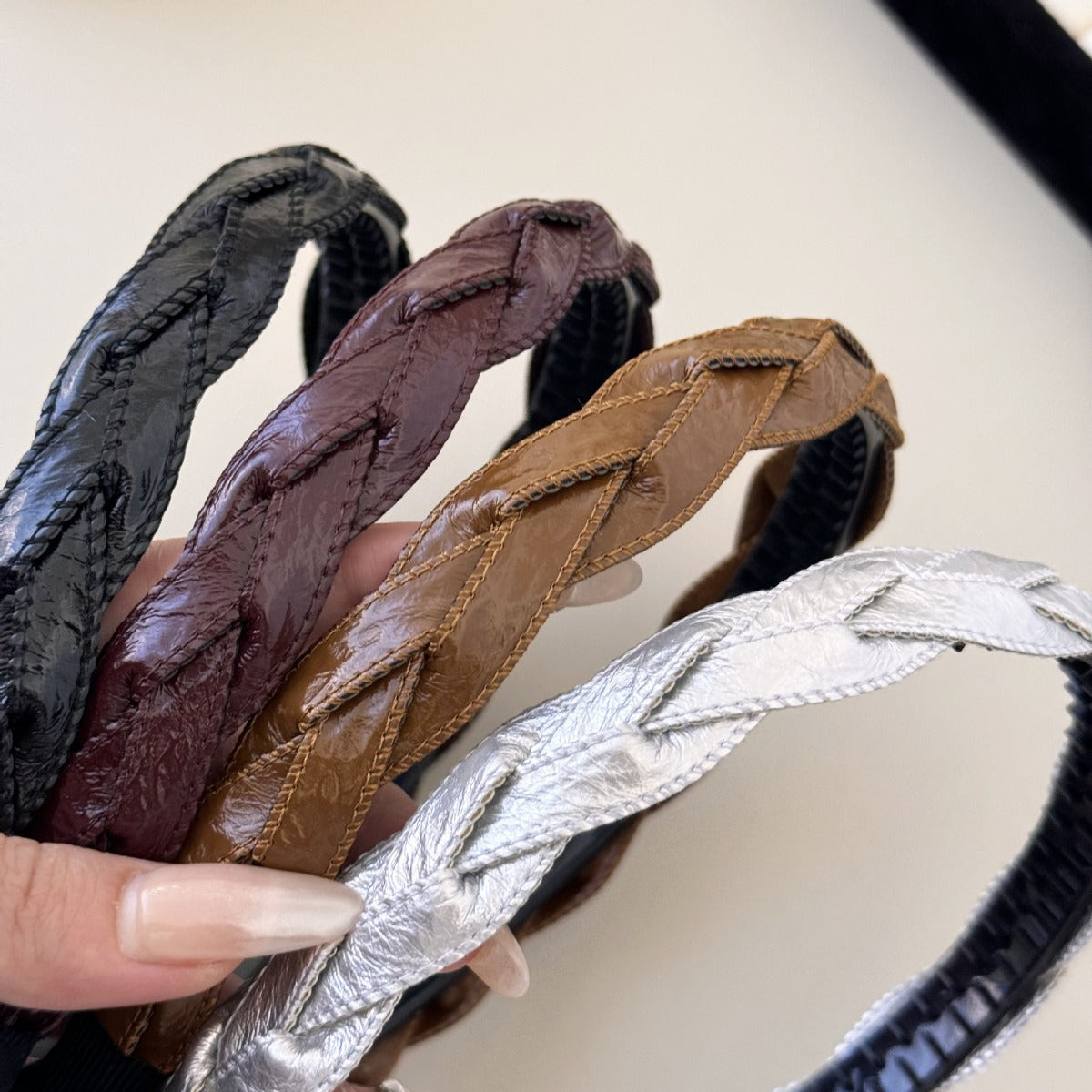 PU Leather Braided Hair Headband 