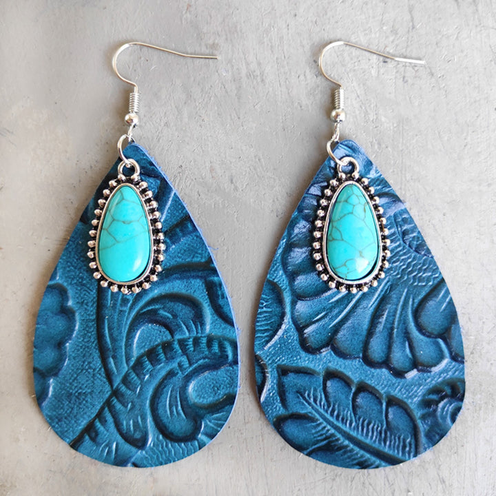 Artificial Turquoise Teardrop Earrings 