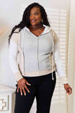 Double Take Color Block Exposed Seam Drawstring Hoodie 