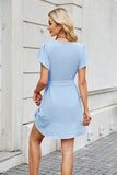 Tied Button Up Short Sleeve Mini Shirt Dress Dresses