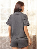 Pocketed Short Sleeve Top and Shorts Lounge Set Lingerie & Nightwear
