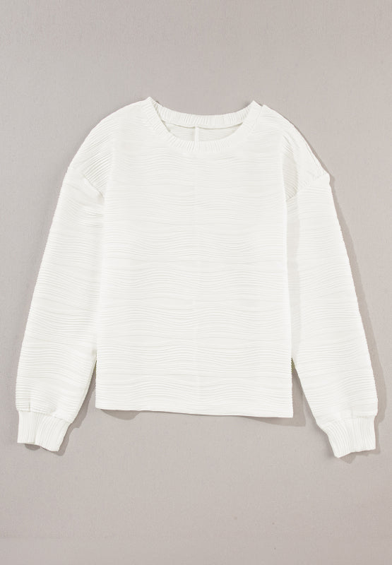 Texture Round Neck Long Sleeve Sweatshirt 