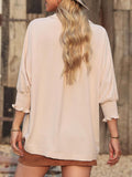 Johnny Collar Three-Quarter Sleeve Blouse 