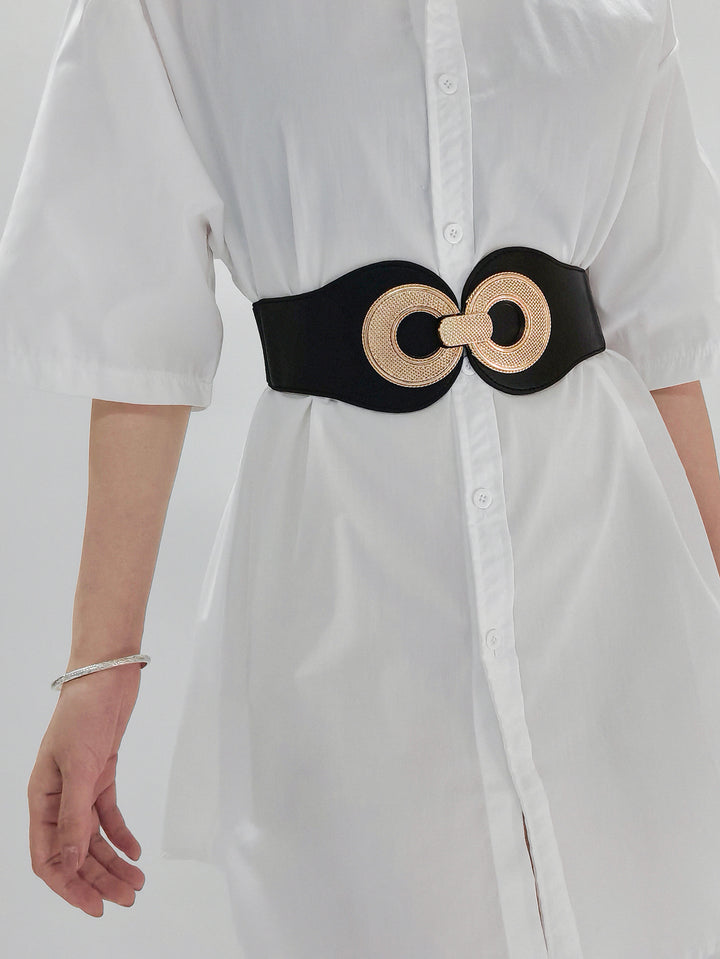 Alloy Buckle Elastic PU Belt 