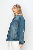 RISEN Full Size Distressed Button Up Jacket 
