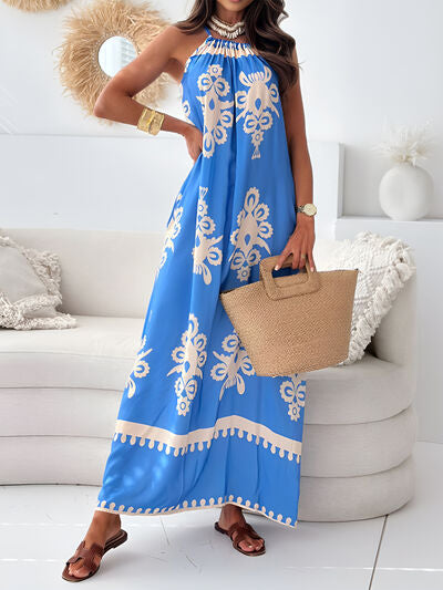 Printed Spaghetti Strap Sleeveless Maxi Dress Dresses