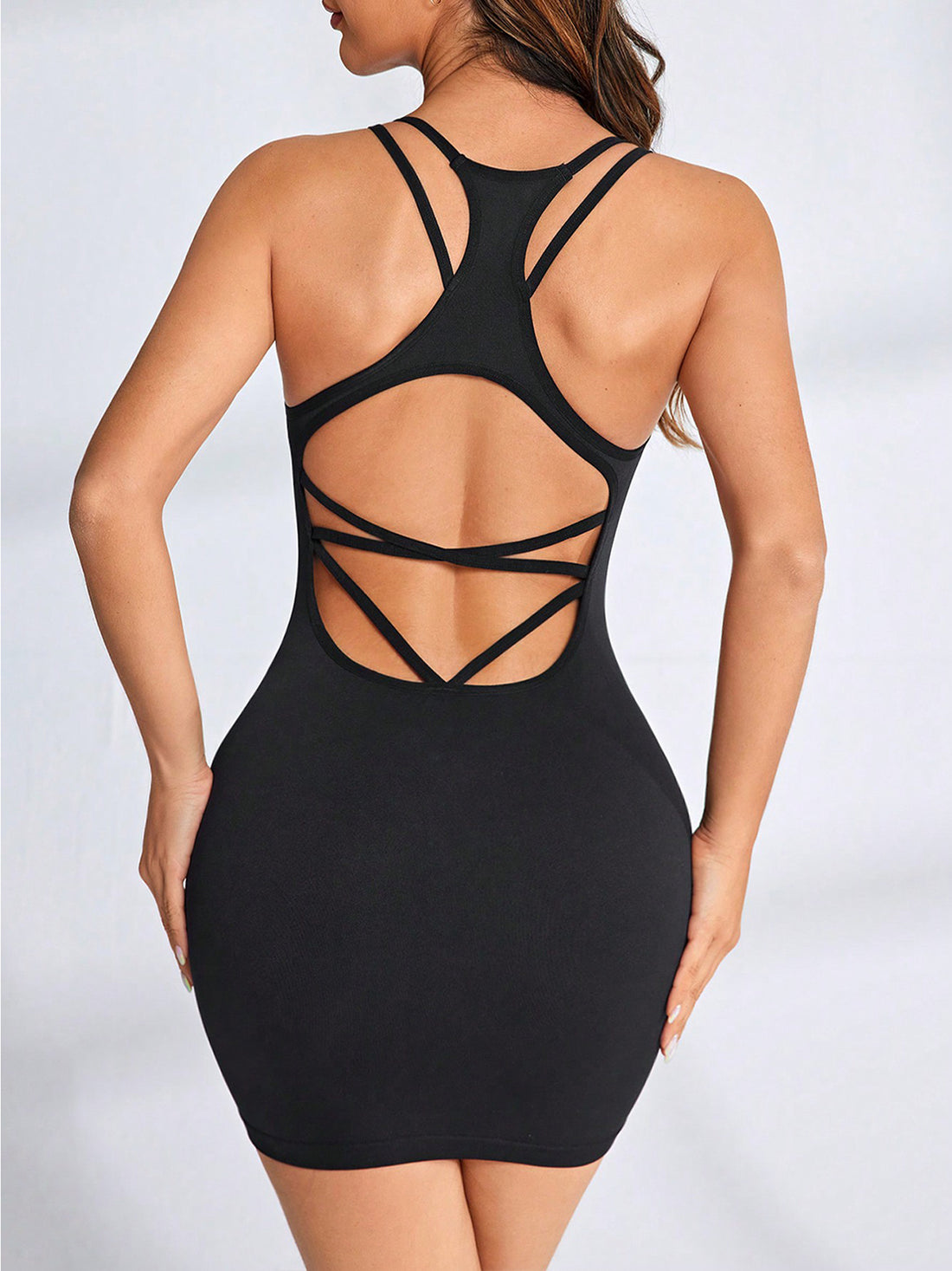 Crisscross Scoop Neck Active Dress 