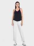 Millennia Slit Spaghetti Strap Scoop Neck Active Cami 