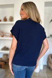 Double Take Full Size Mock Neck Short Sleeve Sweater 