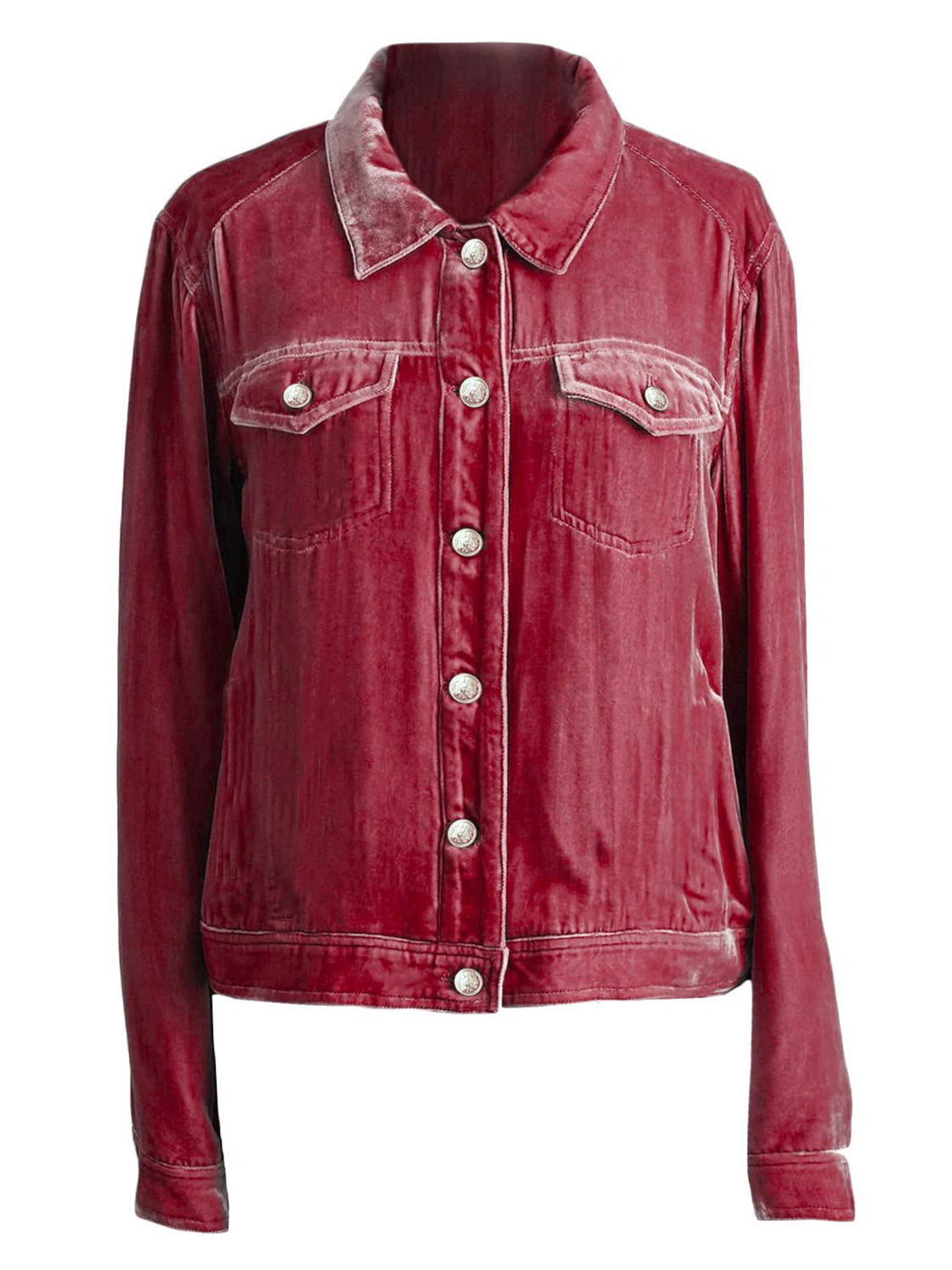 Button Up Long Sleeve Jacket with Chest Pockets 