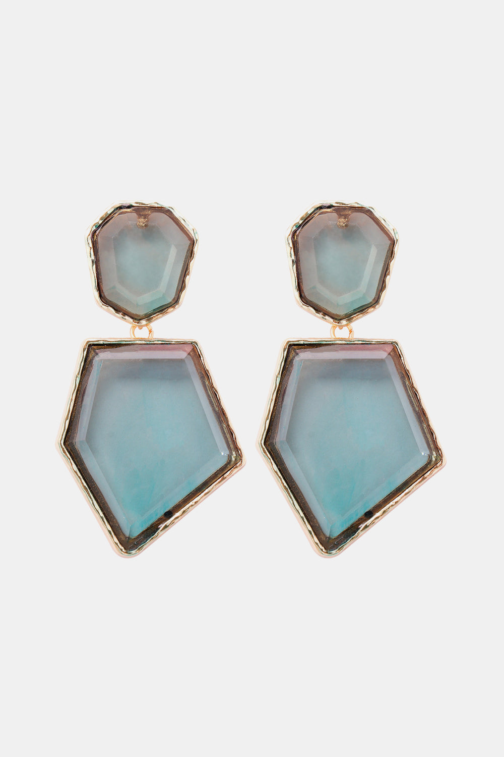 Geometrical Shape Zinc Alloy Frame Resin Dangle Earrings 
