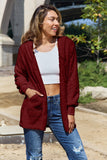Full Size Teddy Hooded Jacket with Pockets 