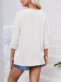 Lovelet Textured Round Neck Three-Quarter Sleeve Blouse 