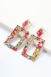 Square Shape Glass Stone Dangle Earrings 