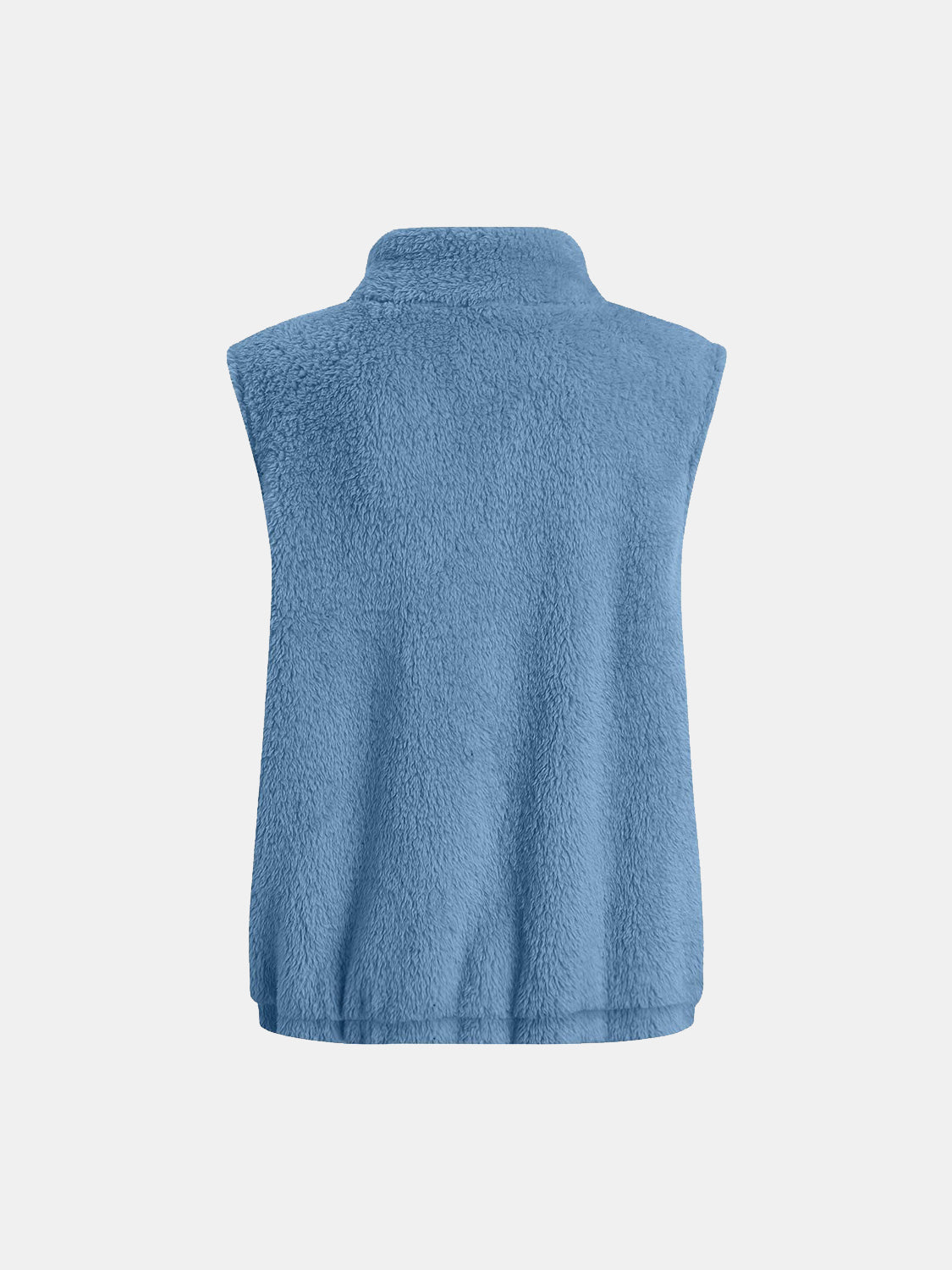 Full Size Fuzzy Zip Up Vest Coat with Pockets 