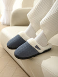 Horn Buckle Furry Texture Flat Slippers 