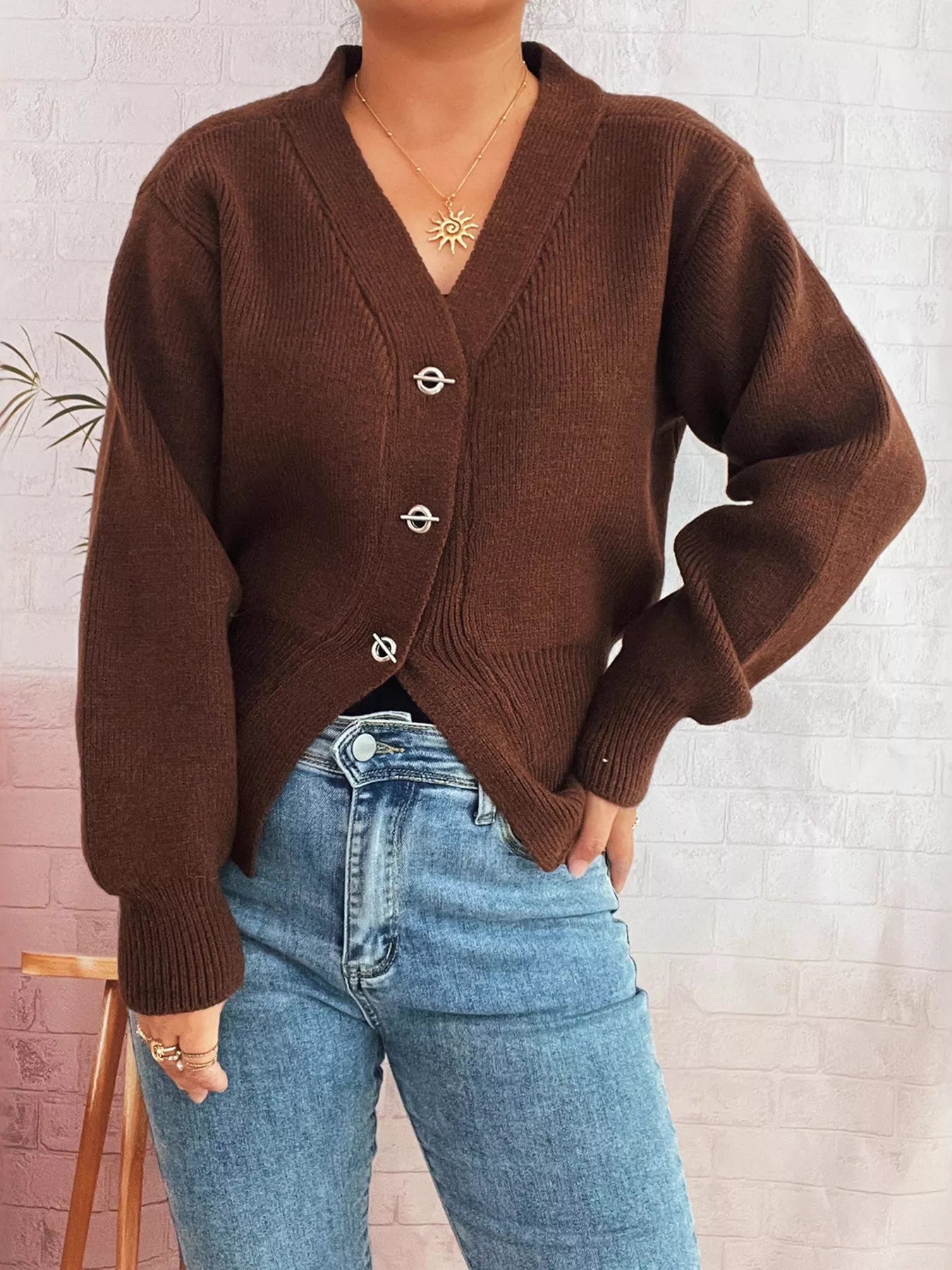 Button Up Long Sleeve Cardigan 