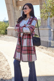Double Take Full Size Plaid Button Up Lapel Collar Coat 