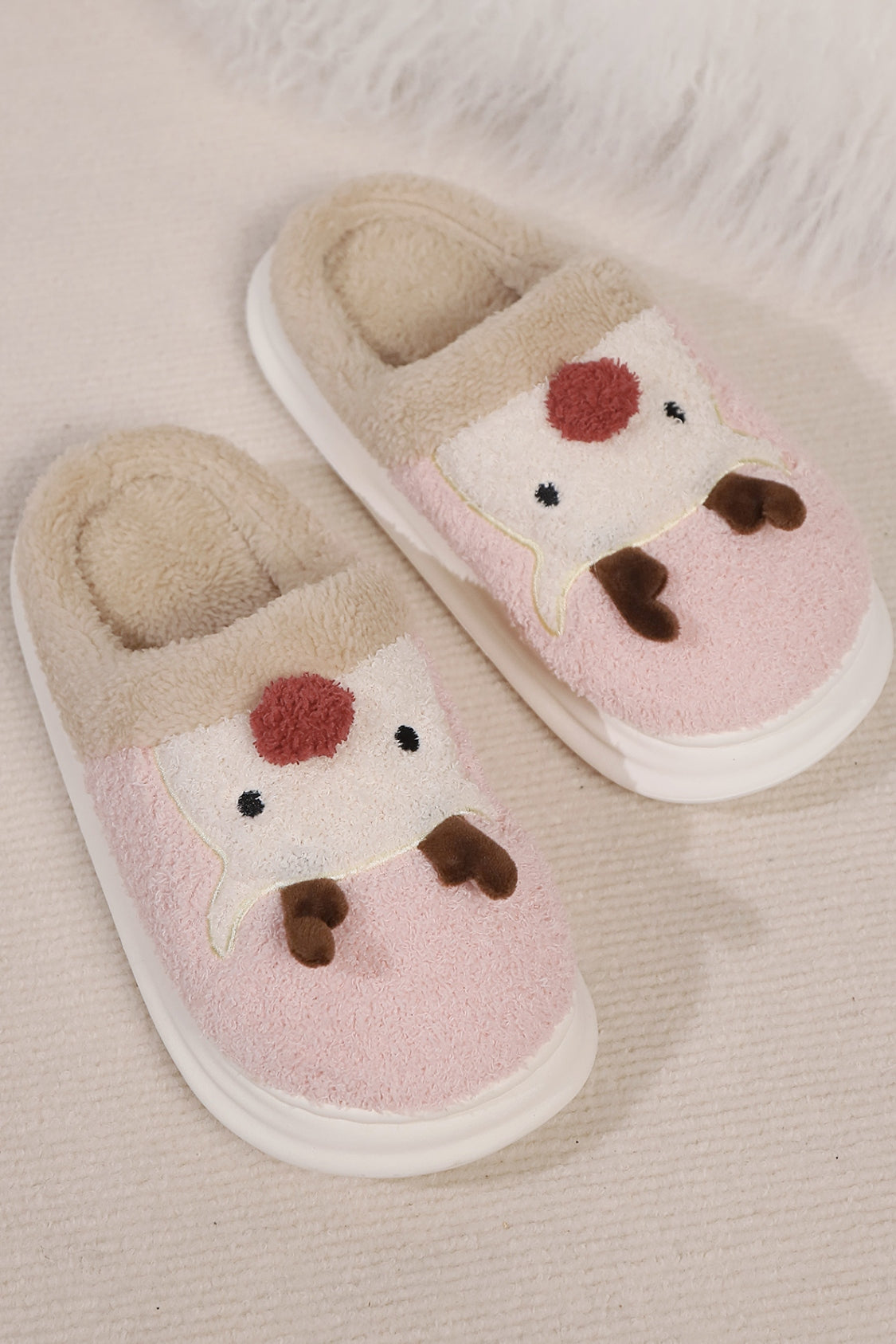 Elk Furry PVC Flat Slippers 