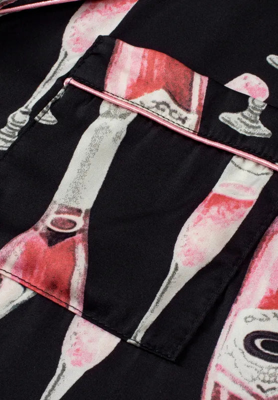 Champagne Print Short Sleeve Top and Shorts Set Lingerie & Nightwear