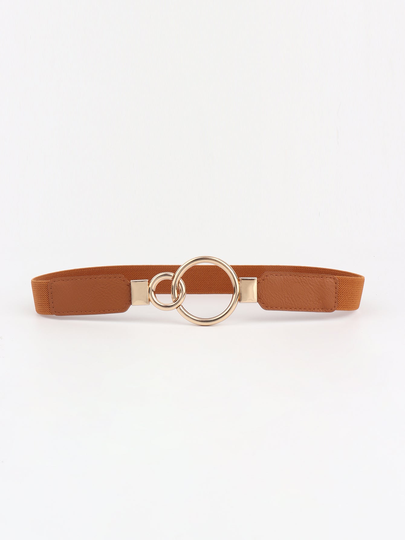 Double Ring Buckle Elastic PU Belt 
