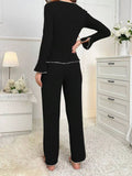 Ribbed Bow Front Top and Pants Lounge Set Lingerie & Nightwear