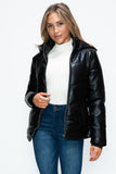 How Dare U Pocketed Zip Up Puffer Jacket with Removable Hood 