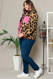 Plus Size Leopard Zip Up Jacket with Pockets 