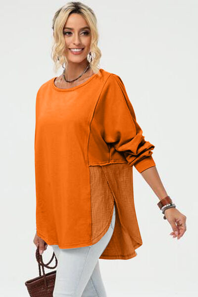Double Take Full Size Long Sleeve High-Low T-Shirt 