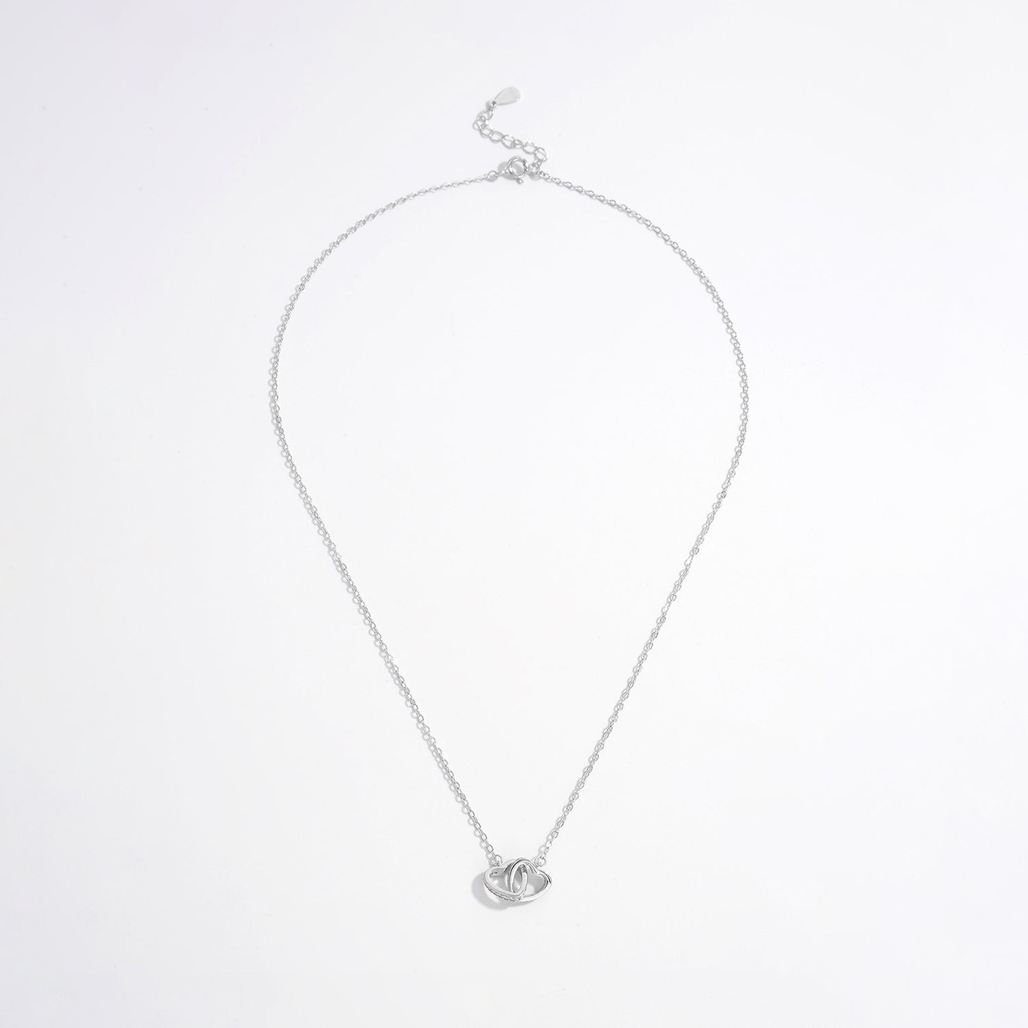 925 Sterling Silver Inlaid Zircon Heart Necklace 