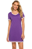 Contrast Trim Short Sleeve Lounge Dress 