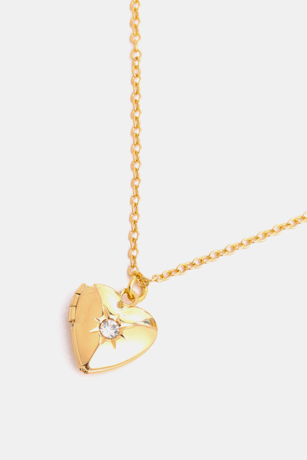 Zircon Heart Shape 14K Gold-Plated Pendant Necklace 