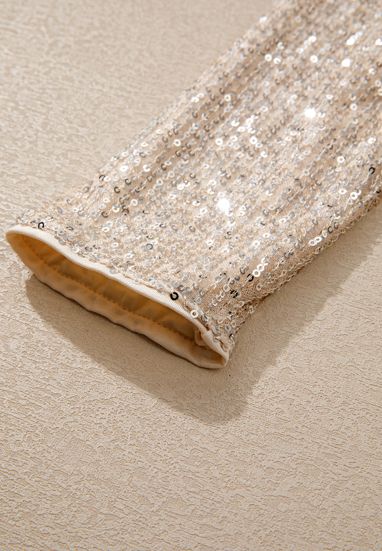 Sequin Surplice Long Sleeve Bodysuit 