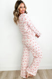 Santa Print Long Sleeve Top and Pants Lounge Set 