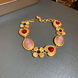 Copper Inlaid Rhinestone Vintage Bracelet 