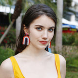 Stainless Steel Bead Geometric Dangle Earrings 