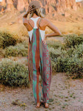 Double Take Printed V-Neck Sleeveless Jumpsuit 